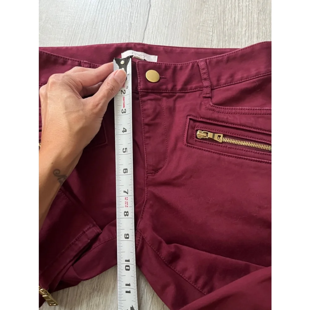Loft Marisa maroon pants hem zip size 4